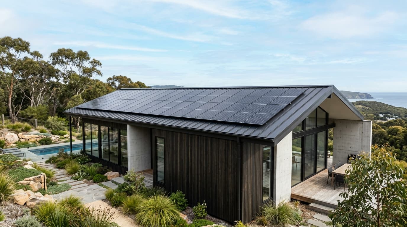 A full rooftop solar array on an Australian home